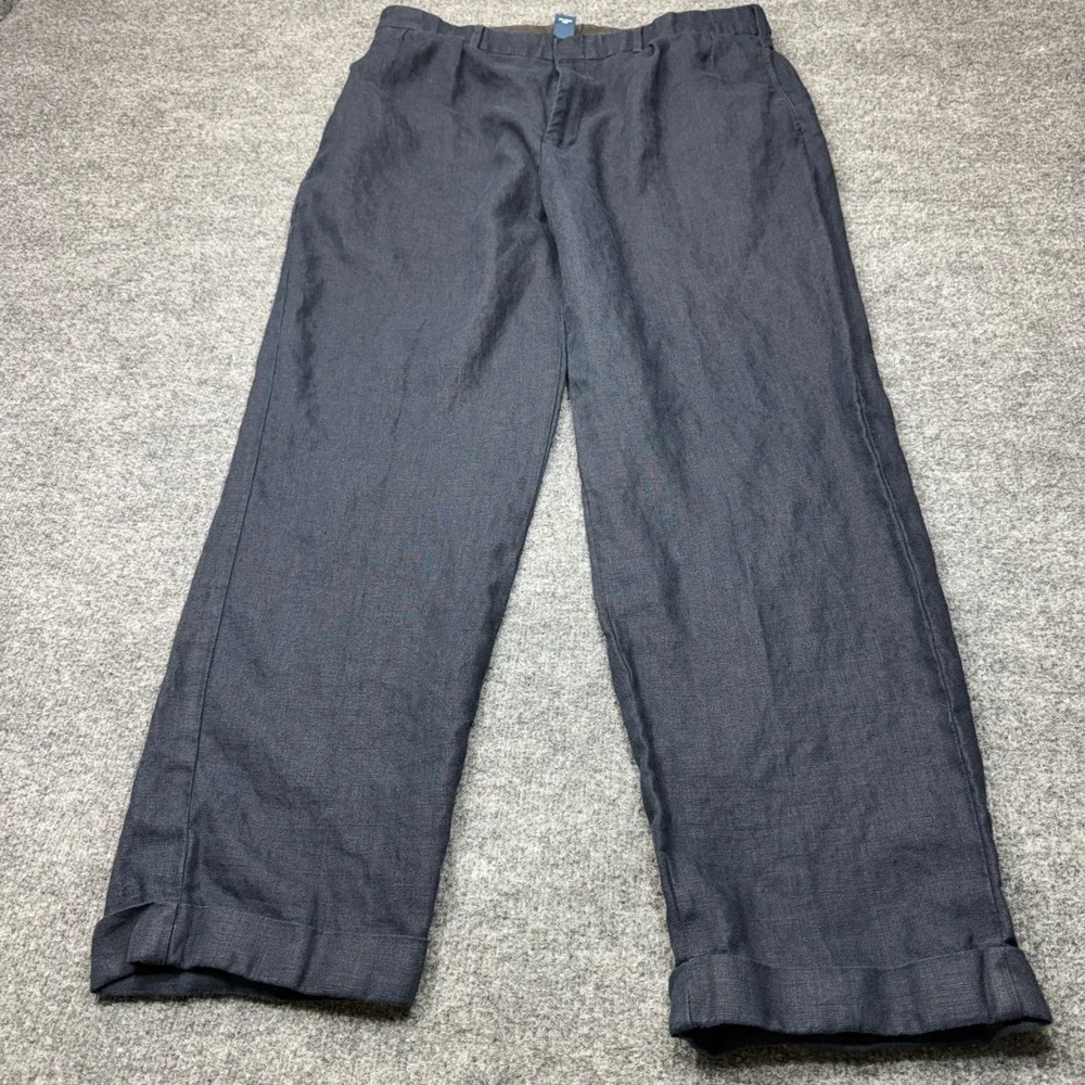 Vintage Polo Ralph Lauren Pants Mens 38x32 Blue Linen Buckle Pleated Cuffed